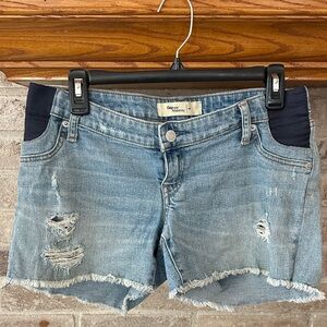 GAP Maternity Inset Pockets Faded Blue Distressed Jean Shorts 26